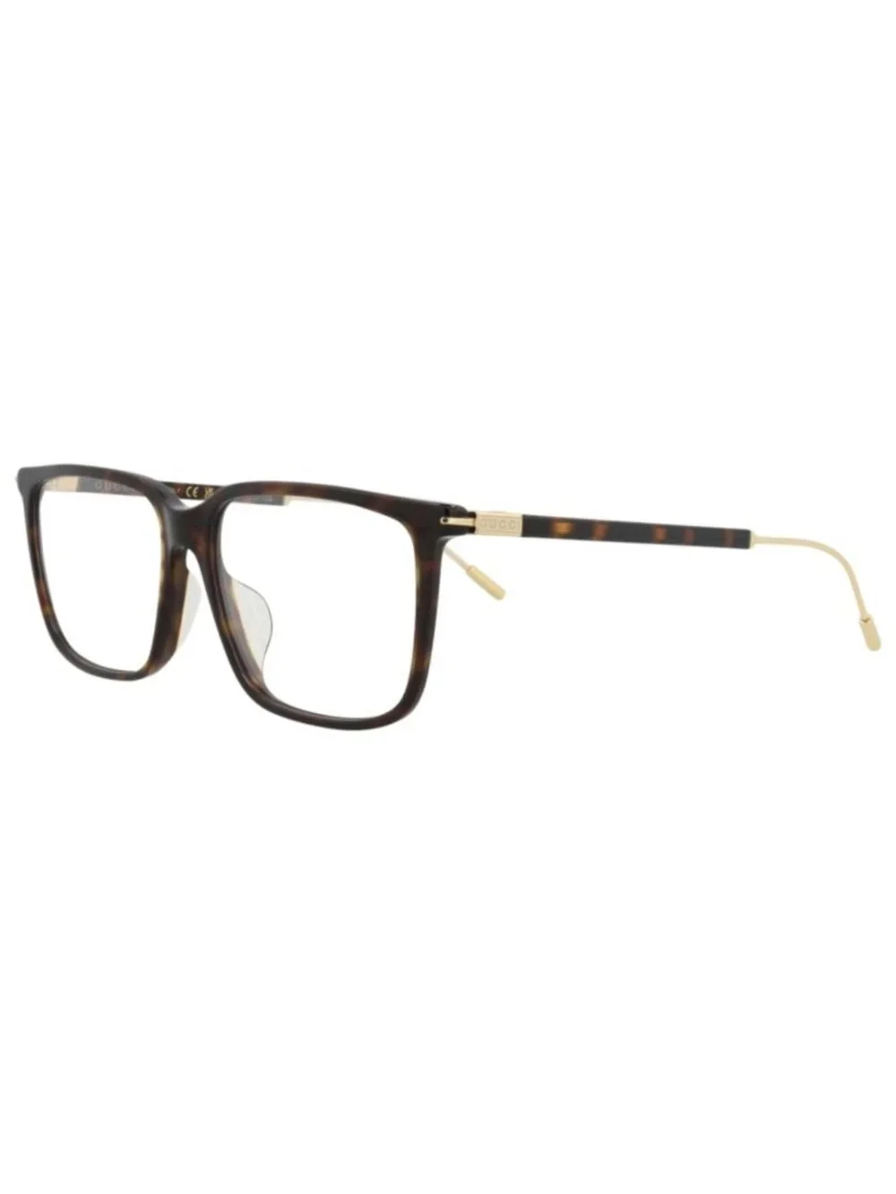 New Gucci Women's Eyeglasses Square Rectangle Recycled Acetate Frame Mens Havana